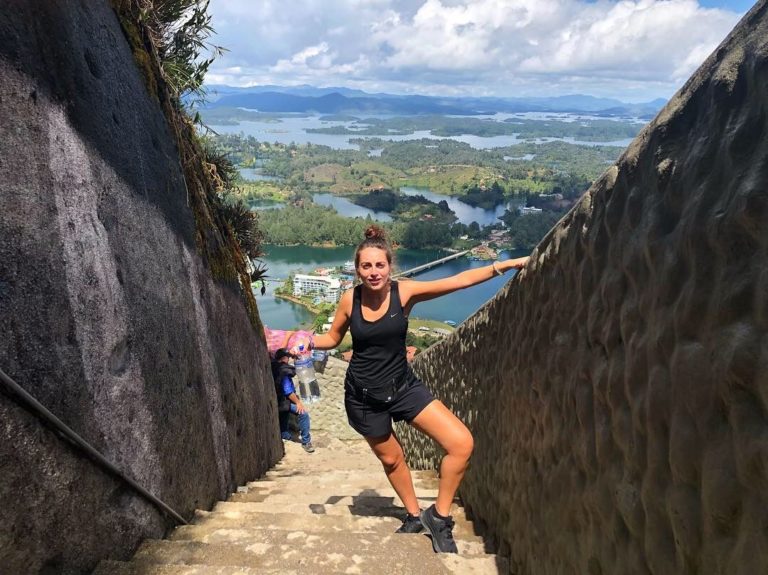 Colombia Itinerary: One Month Guide to Backpacking Colombia - Guatape Up The Rock 700 Steps 768x575